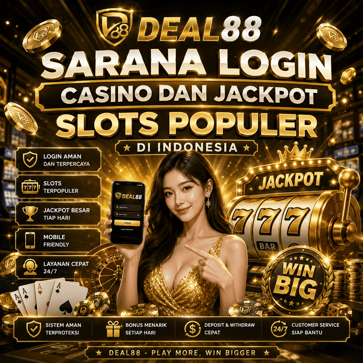 DEAL88 : Sarana Login Casino dan Jackpot Slots Populer di Indonesia